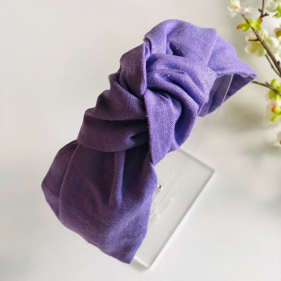 Yobys' Floral Violet Linen Knot Headband - Picture 8 of 8